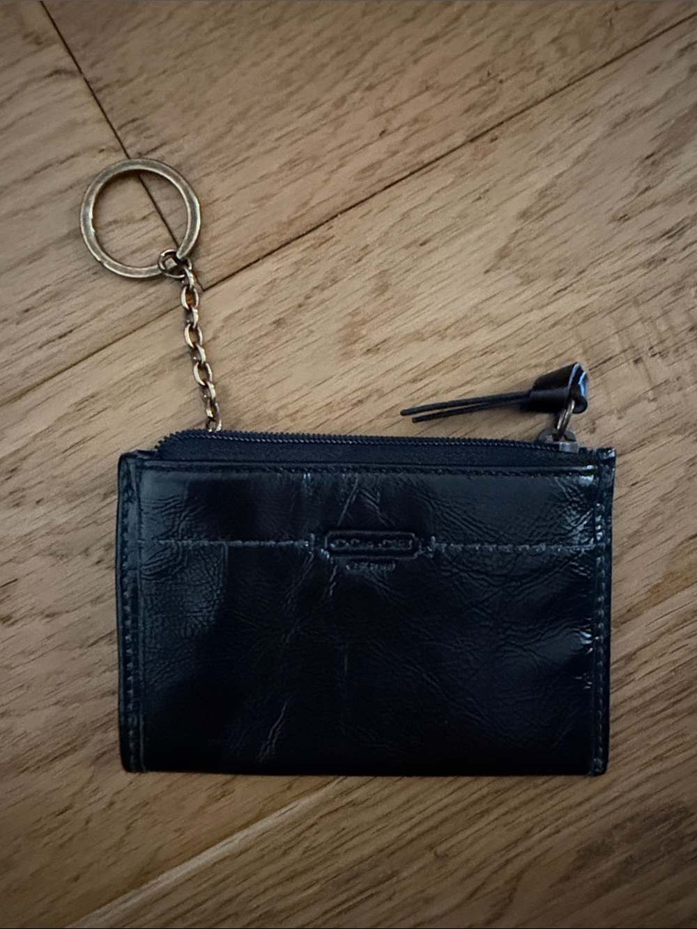 Coach Black Leather Key Ring Card Holder